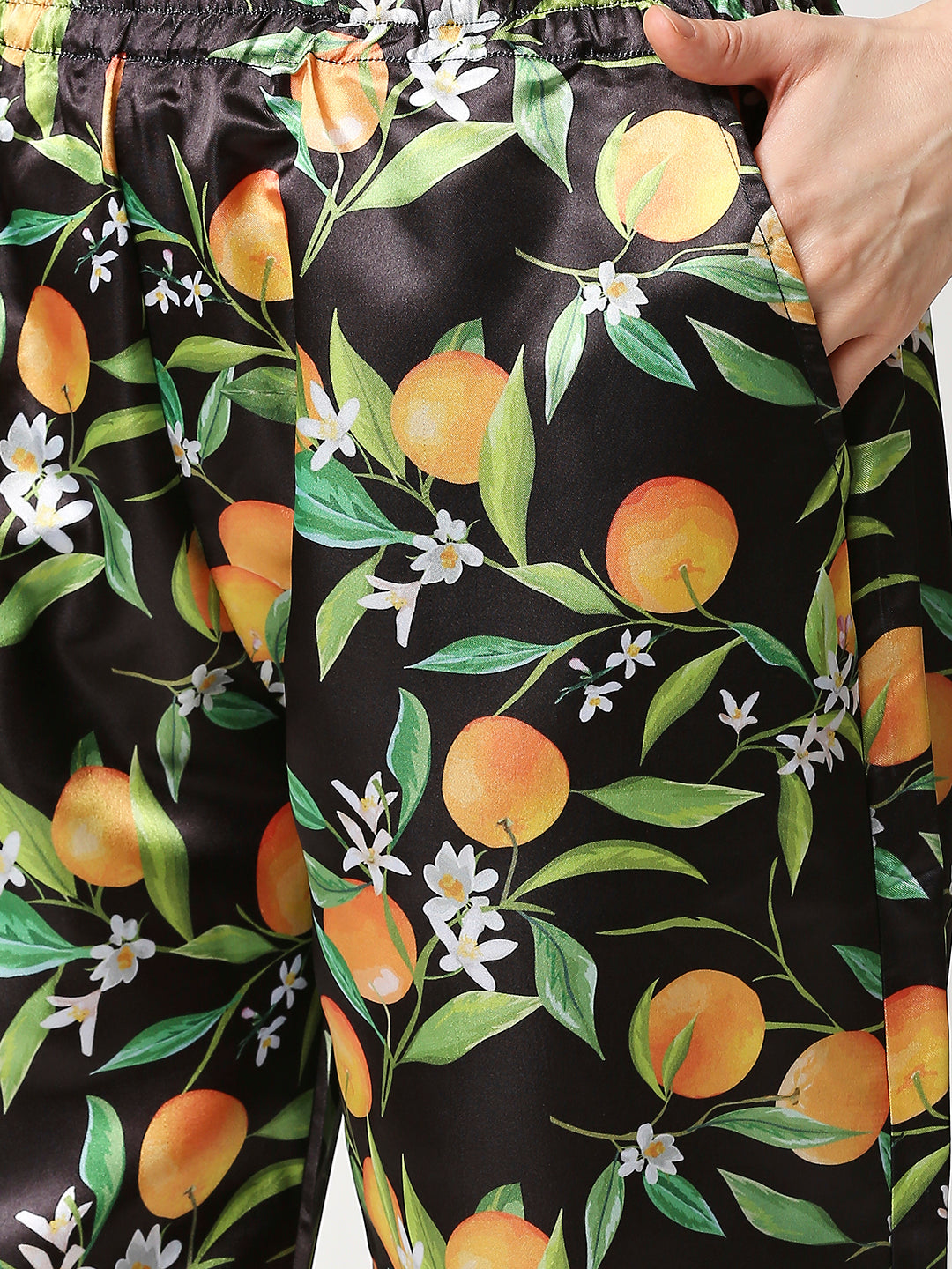 Orange Blossom Satin Kaftan Pj Set - Luxury Printed Kaftan Pj Set