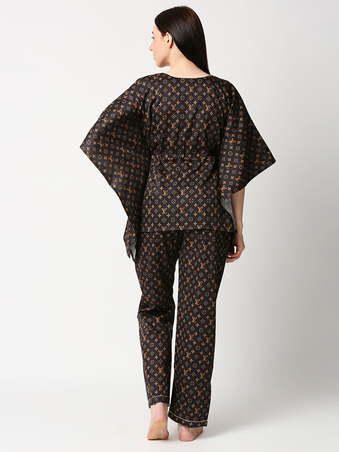 LV Brown Kaftan Pj Set - Pure Cotton Pj Set in Kaftan Style