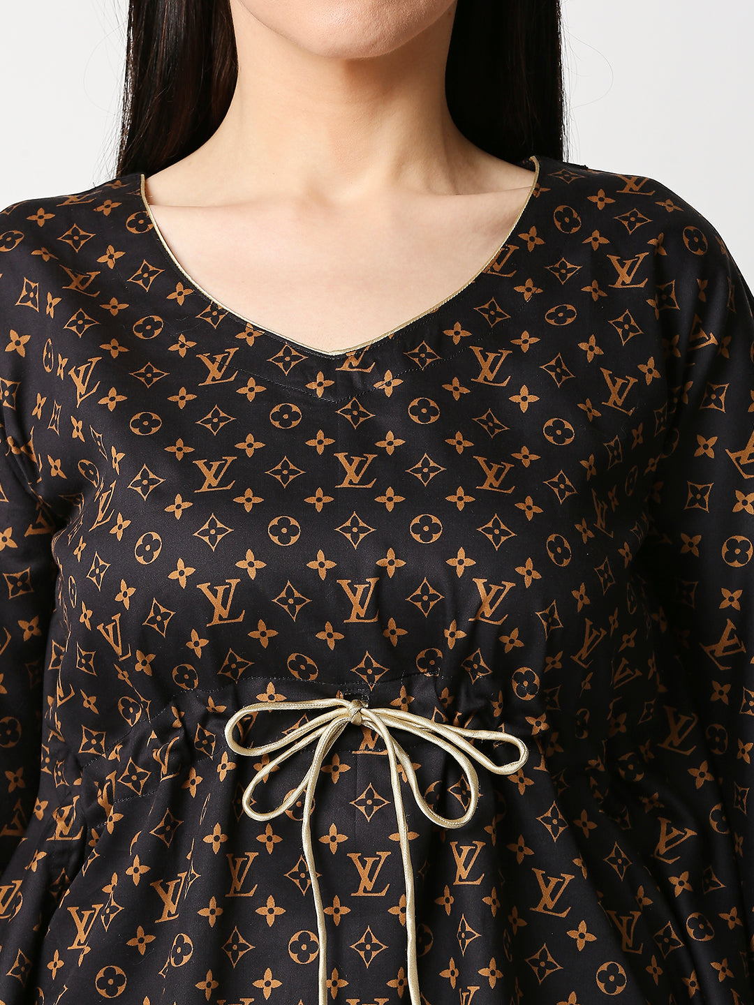 LV Brown Kaftan Pj Set - Pure Cotton Pj Set in Kaftan Style