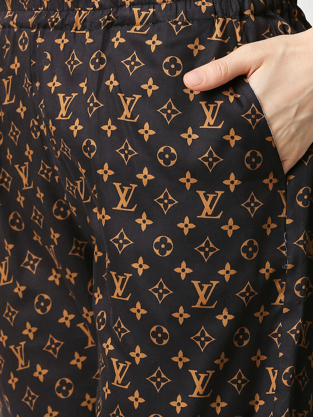LV Brown Kaftan Pj Set - Pure Cotton Pj Set in Kaftan Style