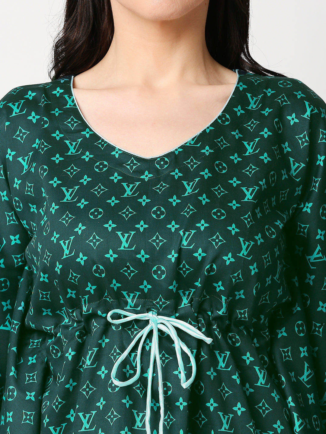 Lv Emerald Kaftan Pj Set - Pure Cotton Pj Set in Kaftan Style