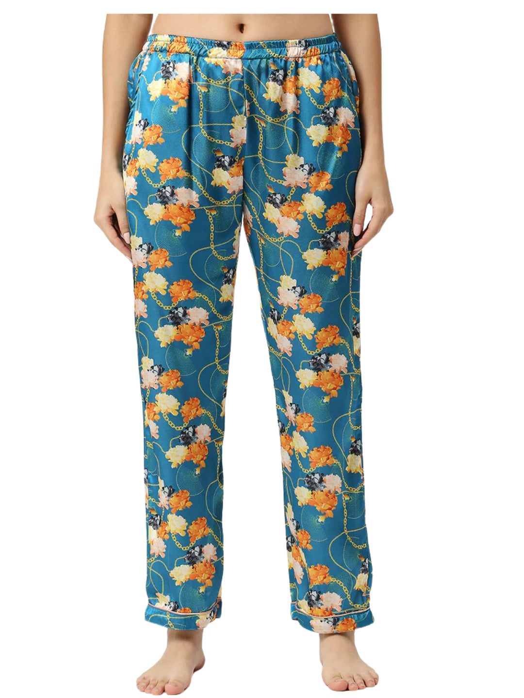 Chains Kaftan Pj Set - Luxury Printed Satin Kaftan Pj Set