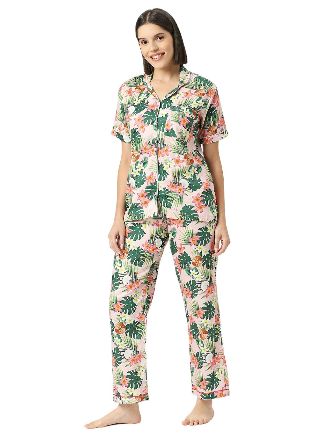 Coco Bliss Button Down Pj Set - Pure Cotton Pj Set with Notched Collar