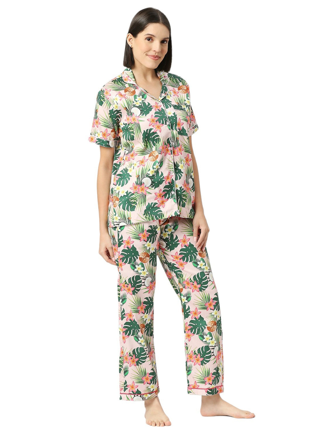 Coco Bliss Button Down Pj Set - Pure Cotton Pj Set with Notched Collar