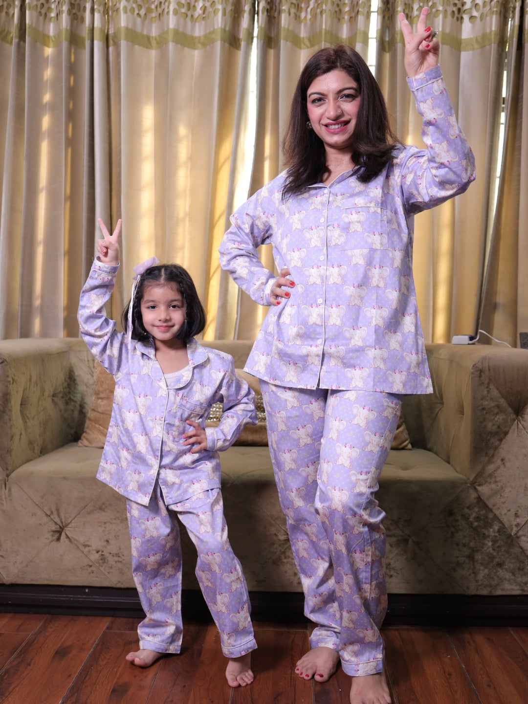 Elephantastic Pure Cotton Mom & Kids Twinning Pj Set