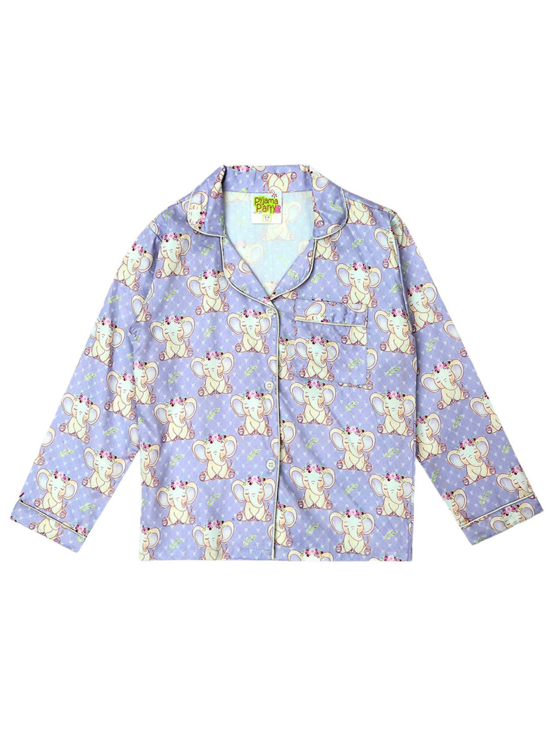 Elephantastic Kids Button Down Pj Set - Pure Cotton Pj Set with Notched Collar