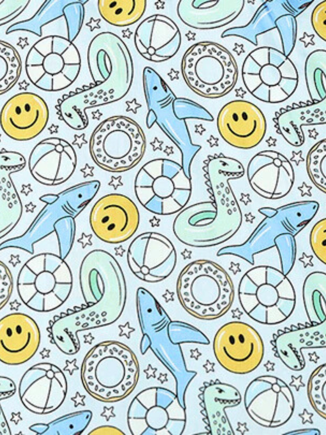 Floaties Button Down Pj Set - Pure Cotton Pj Set with Notched Collar