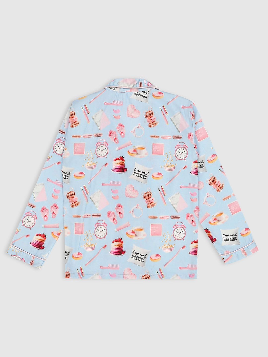 Good Morning Kids Button Down Pj Set - Pure Cotton Pj Set with Notched Collar