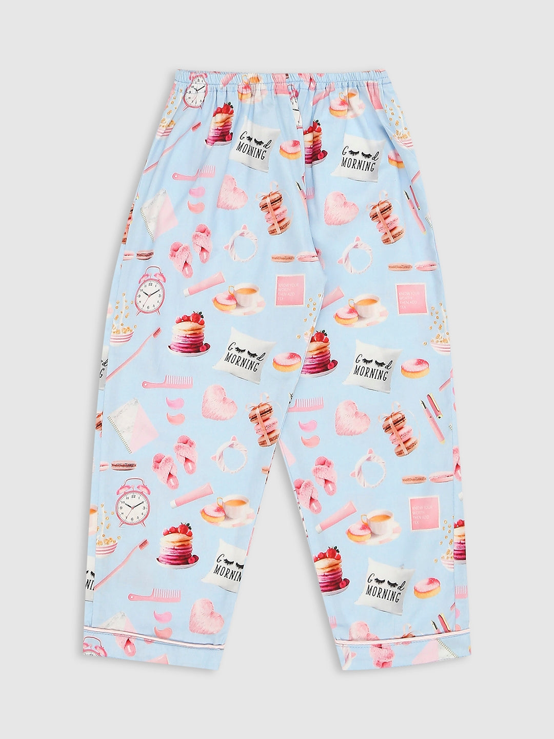 Good Morning Kids Button Down Pj Set - Pure Cotton Pj Set with Notched Collar