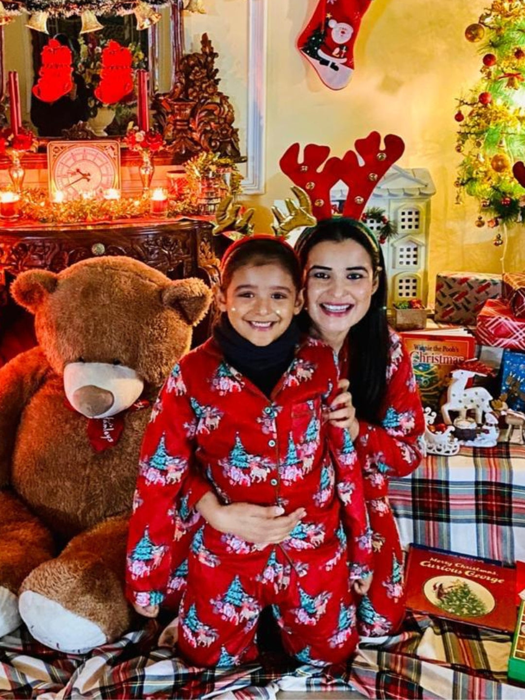 Holly Jolly Pure Cotton Mom & Kids Twinning PJ Set