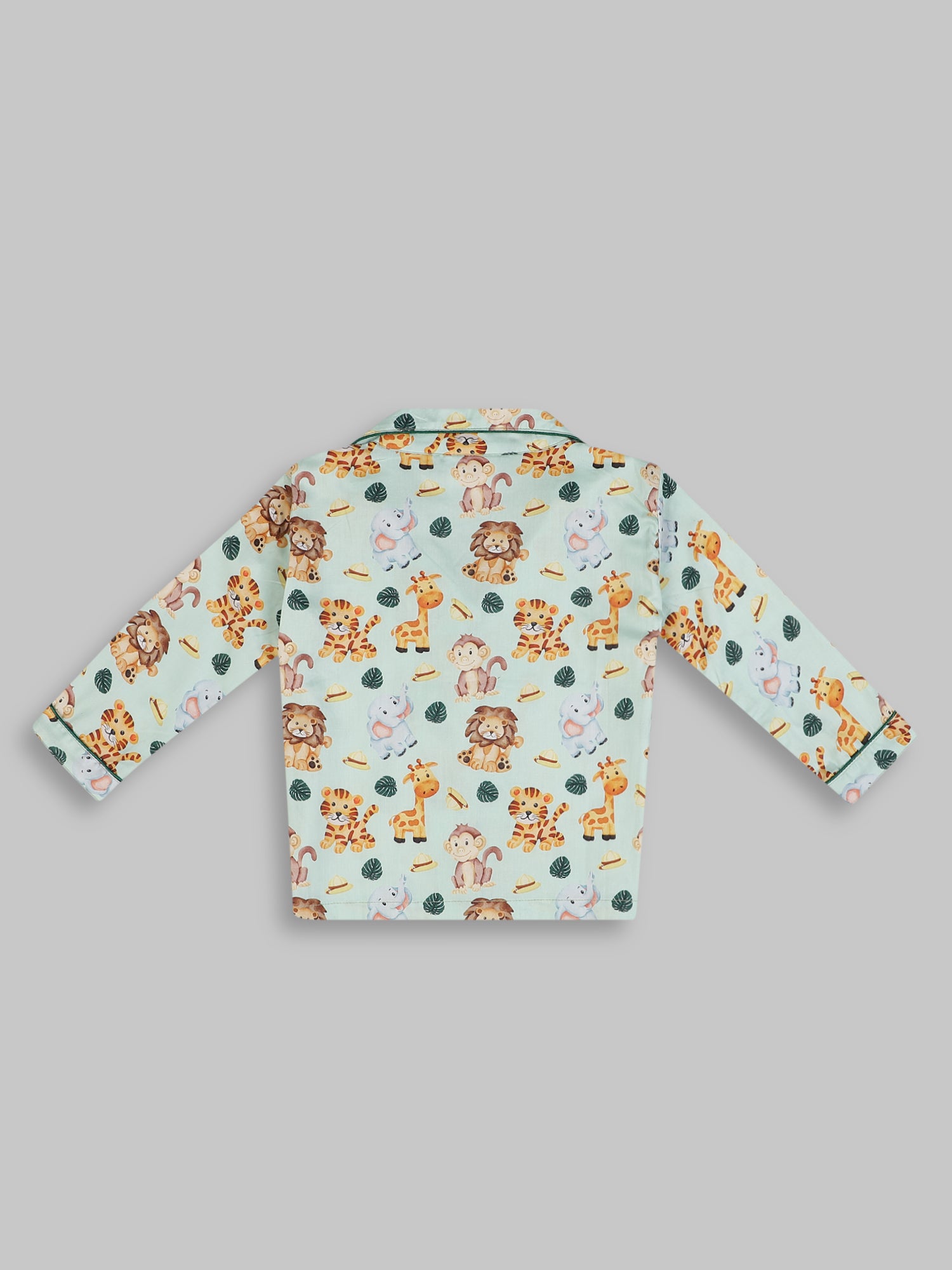 Into the Jungle Kids Button Down Pj Set - Pure Cotton Pj Set with Notched Collar