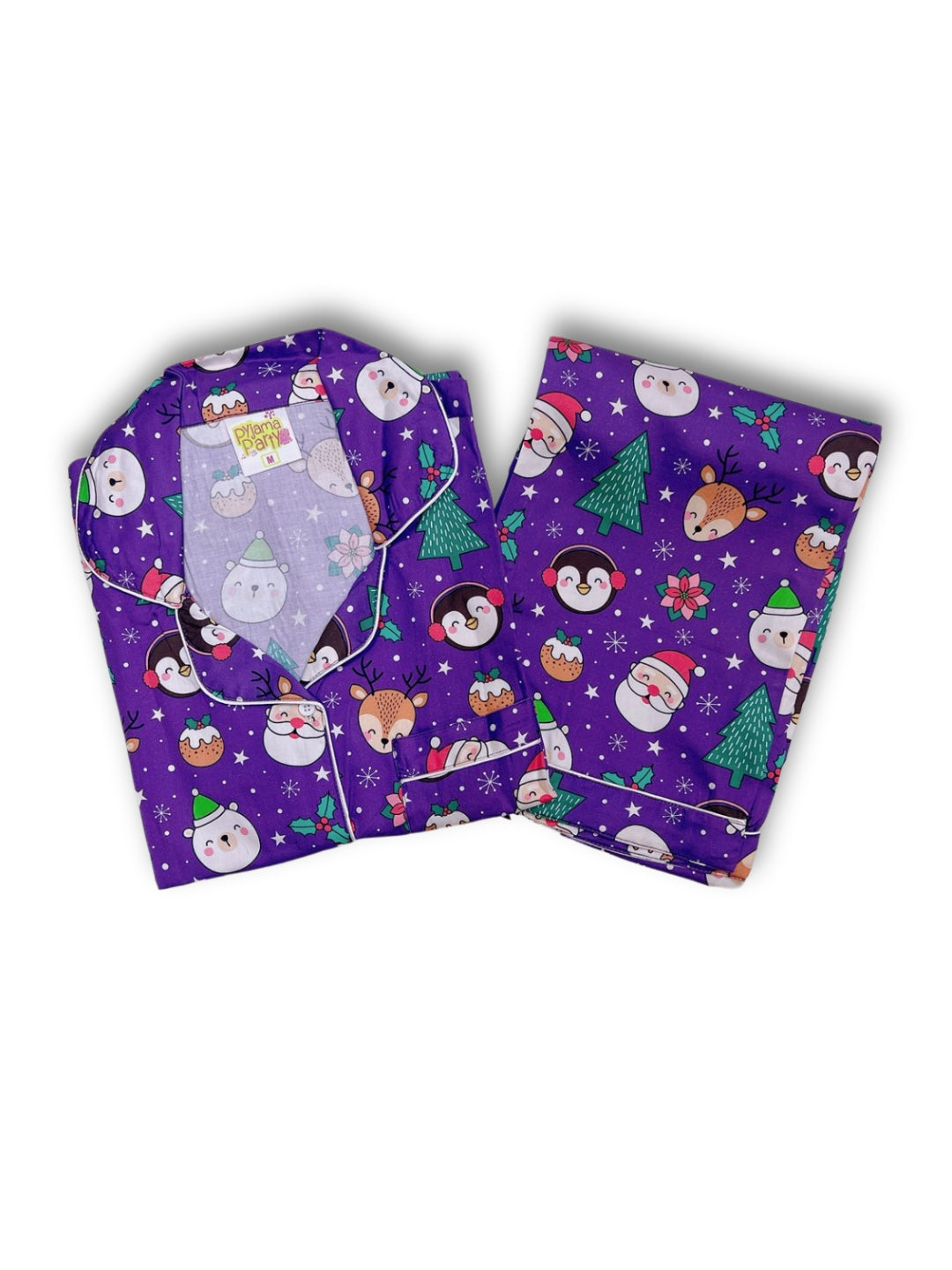 Let It Snow Button Down Pj Set - Pure Cotton Pj Set with Notched Collar