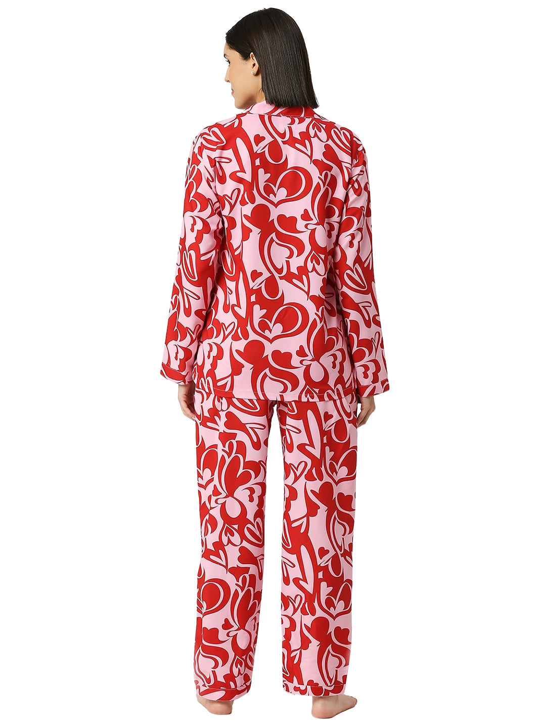 Love Shack Button Down Pj Set - Cotton Rayon Pj Set with Notched Collar