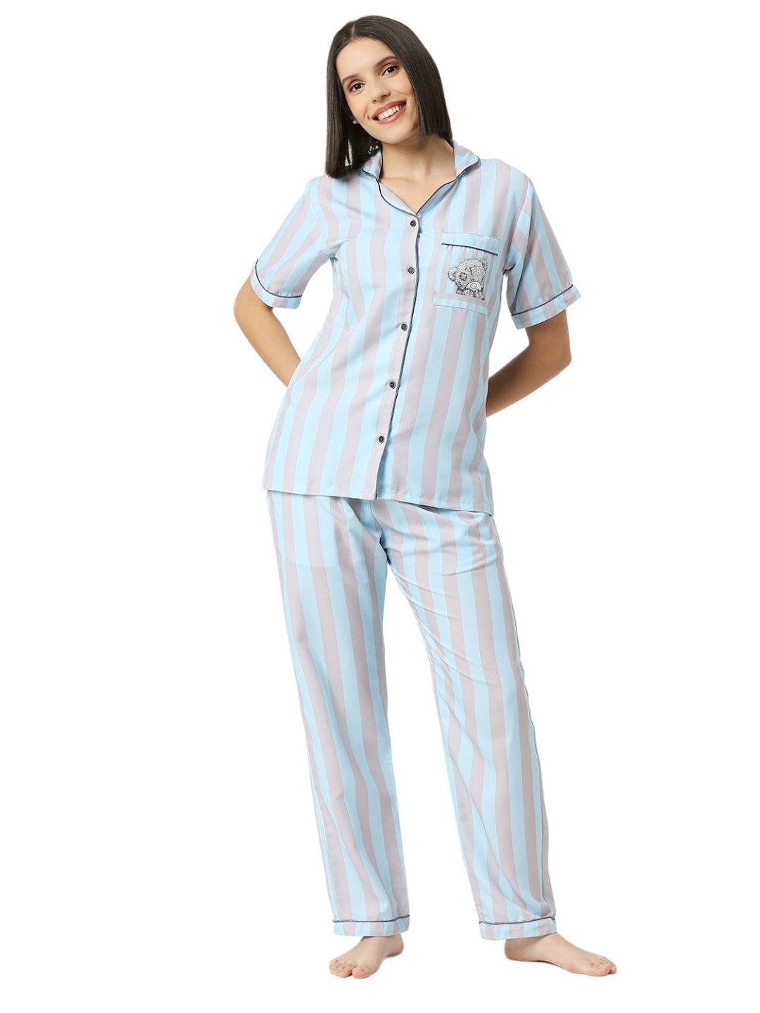 Me To You Button Down Pj Set - Cotton Rayon Pj Set with Notched Collar