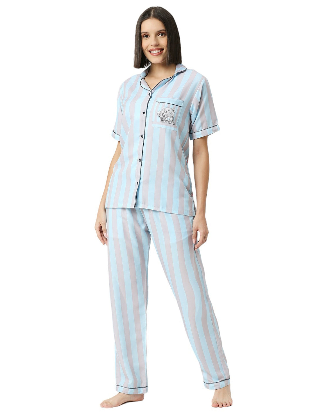 Me To You Button Down Pj Set - Cotton Rayon Pj Set with Notched Collar