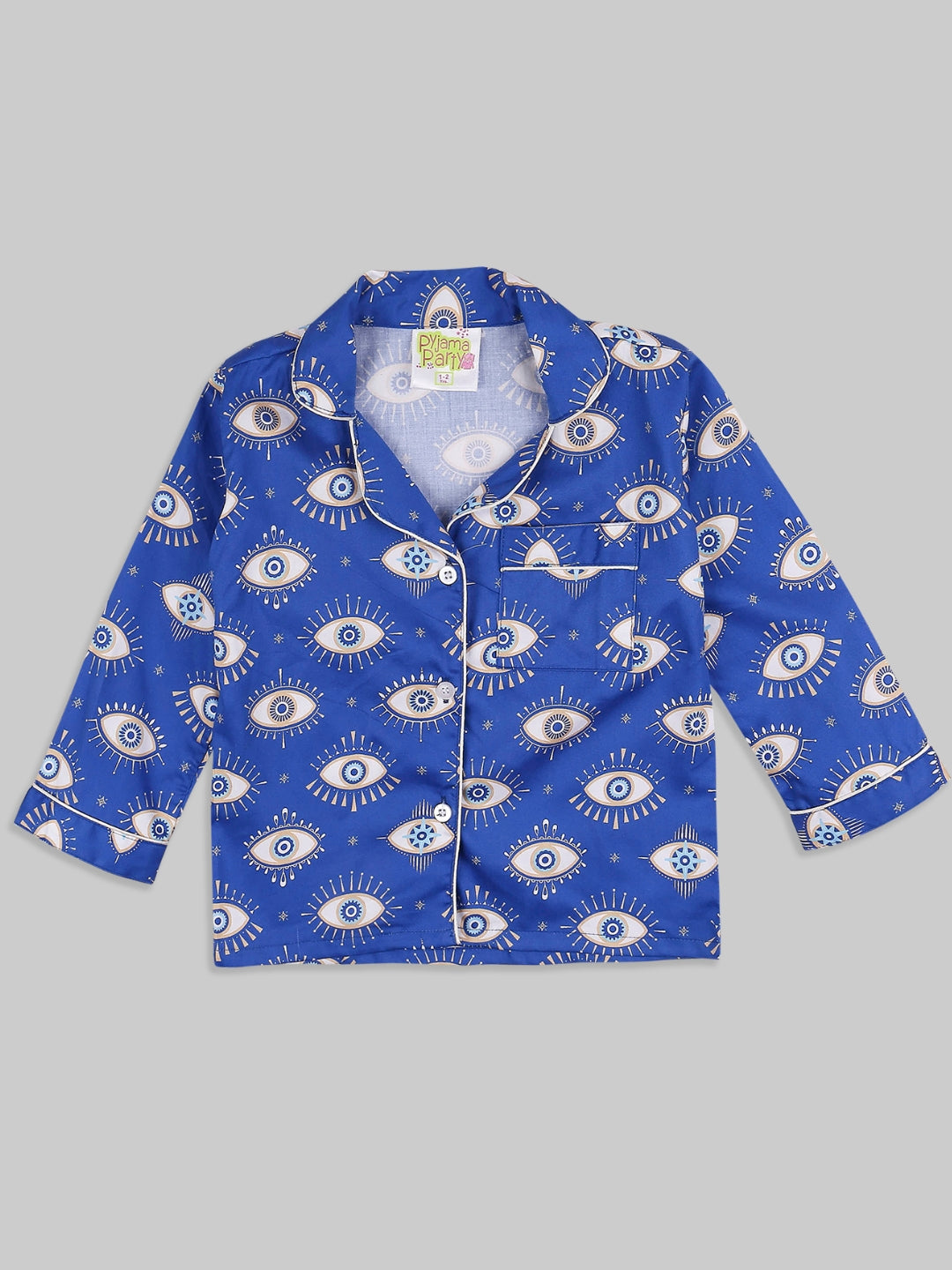 Nazar Kids Button Down Pj Set - Pure Cotton Pj Set with Notched Collar