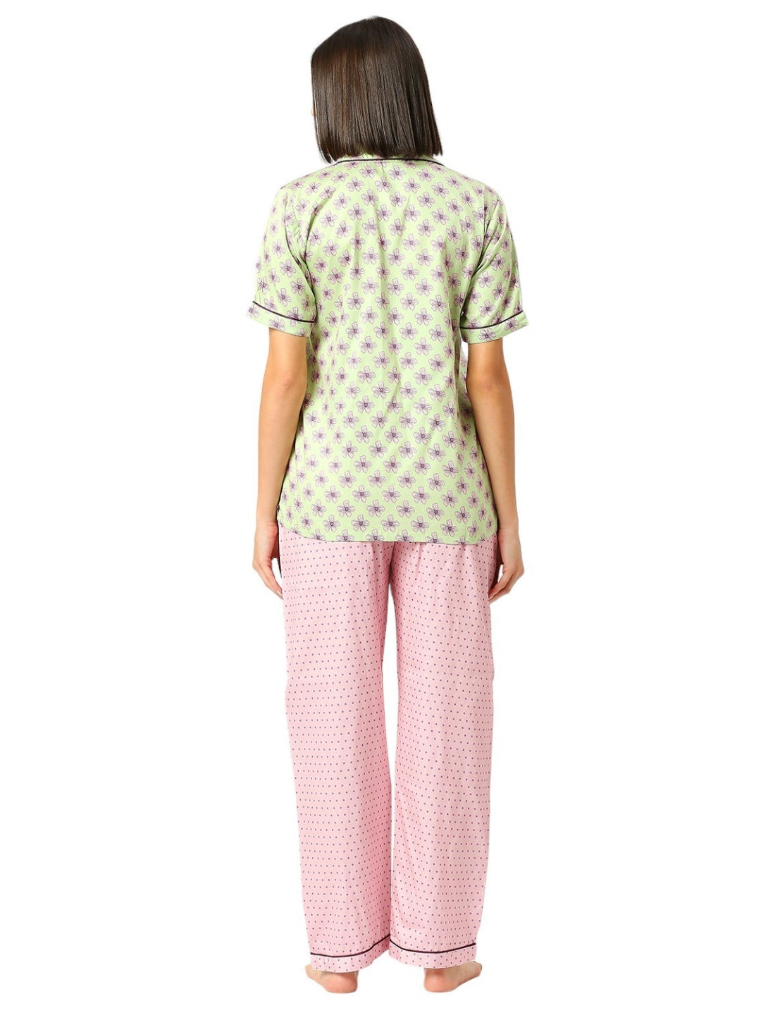 Pink Paradise Button Down Pj Set - Pure Cotton Pj Set with Notched Collar