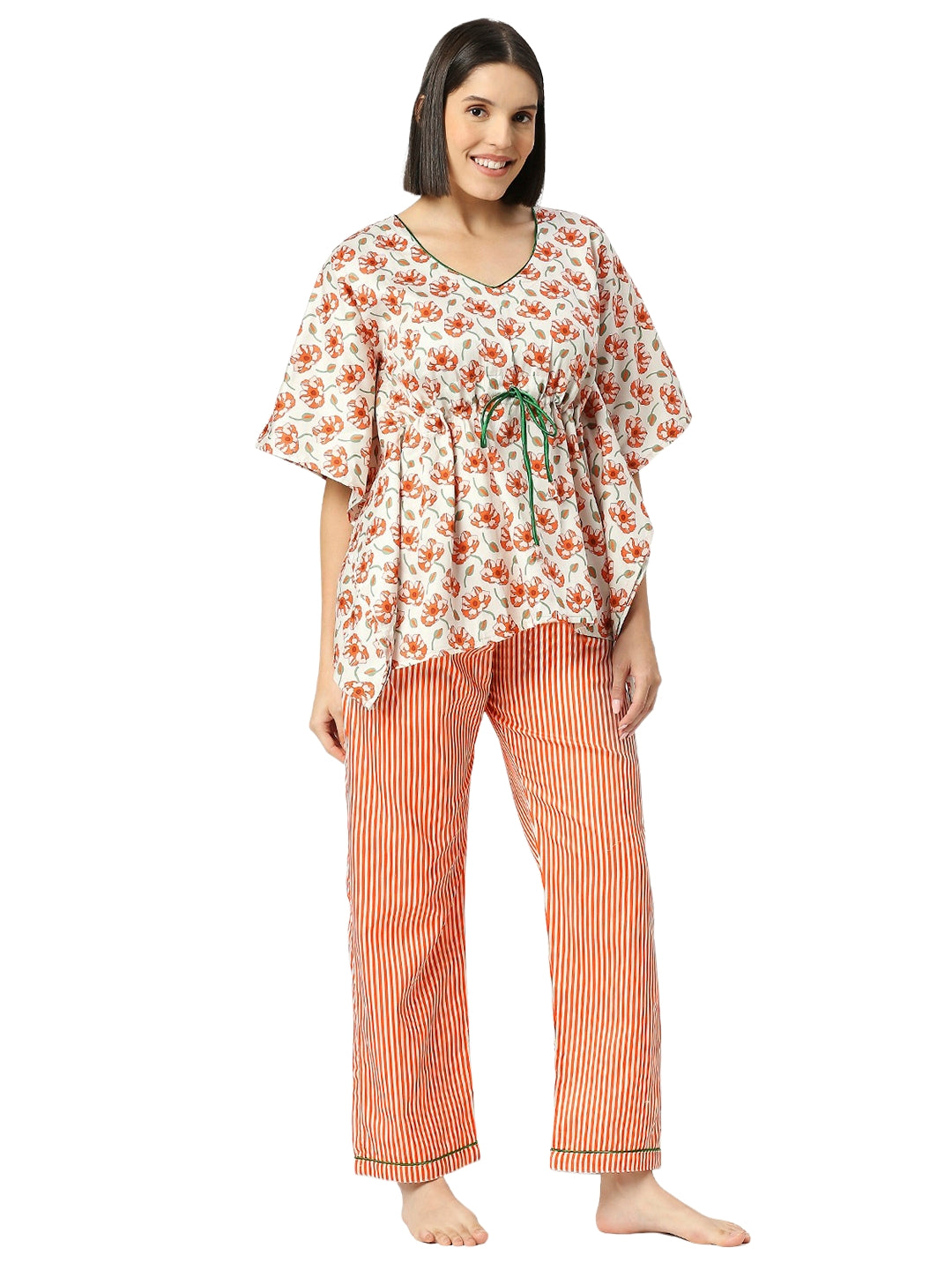 Pretty Petals Kaftan Pj Set - Pure Cotton Pj Set in Kaftan Style