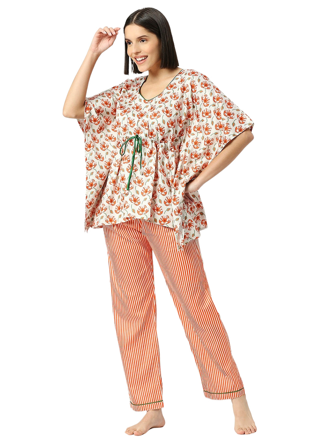 Pretty Petals Kaftan Pj Set - Pure Cotton Pj Set in Kaftan Style