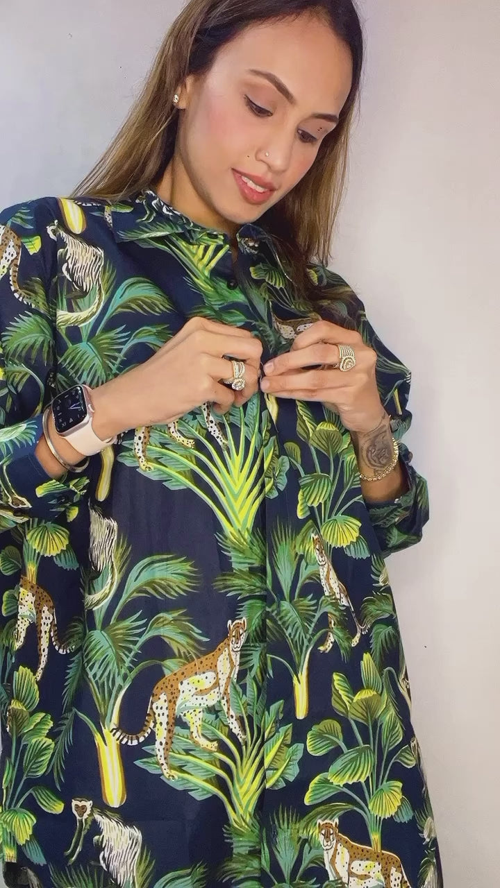 Midnight Safari Co-ord Set- 3 Piece Co-ord Set in Pure Cotton