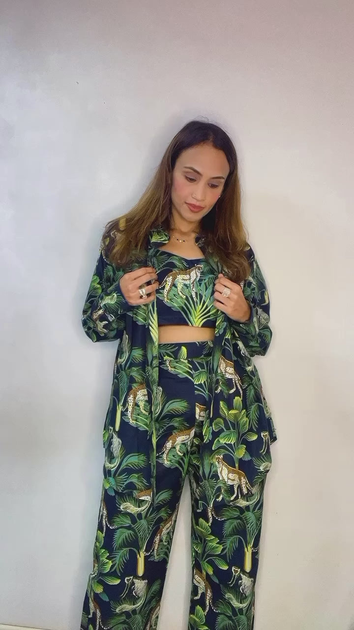Midnight Safari Co-ord Set- 3 Piece Co-ord Set in Pure Cotton
