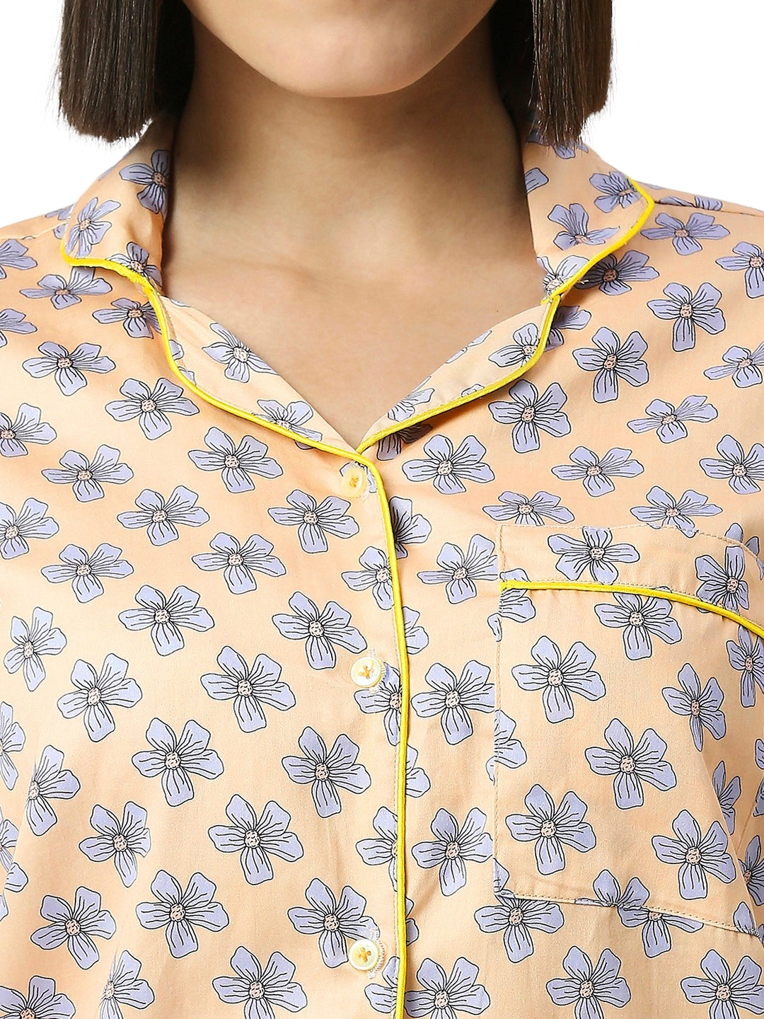 Purple Paradise Button Down Pj Set - Pure Cotton Pj Set with Notched Collar