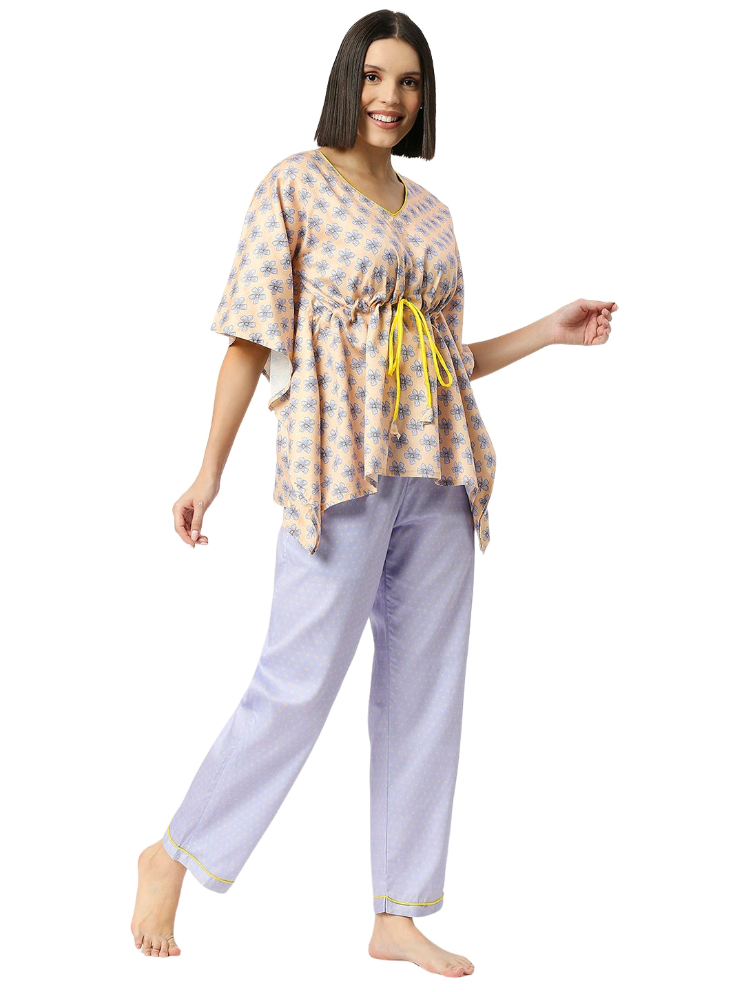 Purple Paradise Kaftan Pj Set - Pure Cotton Pj Set in Kaftan Style
