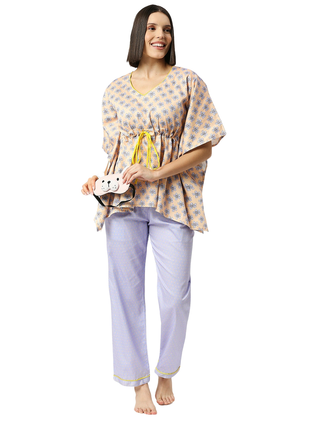 Purple Paradise Kaftan Pj Set - Pure Cotton Pj Set in Kaftan Style