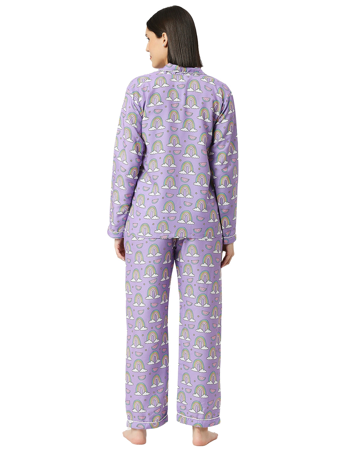 Rainbow Chaser Button Down Pj Set - Cotton Rayon Pj Set with Notched Collar