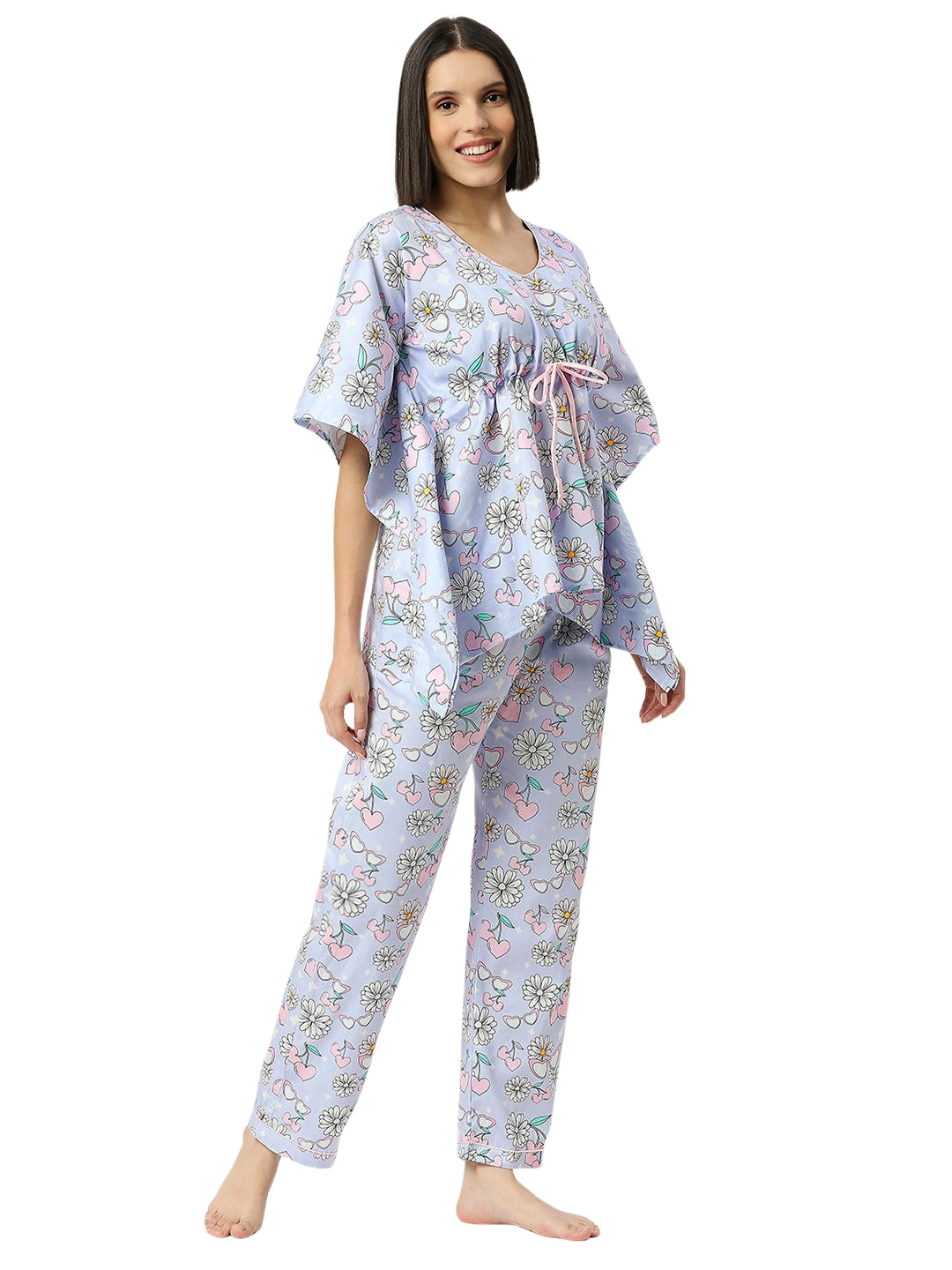 Summer Nights Kaftan Pj Set - Pure Cotton Pj Set in Kaftan Style