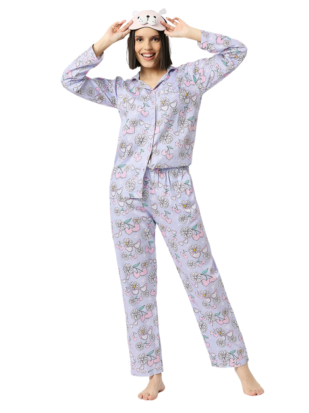 Summer Nights Button Down Pj Set - Pure Cotton Pj Set with Notched Collar