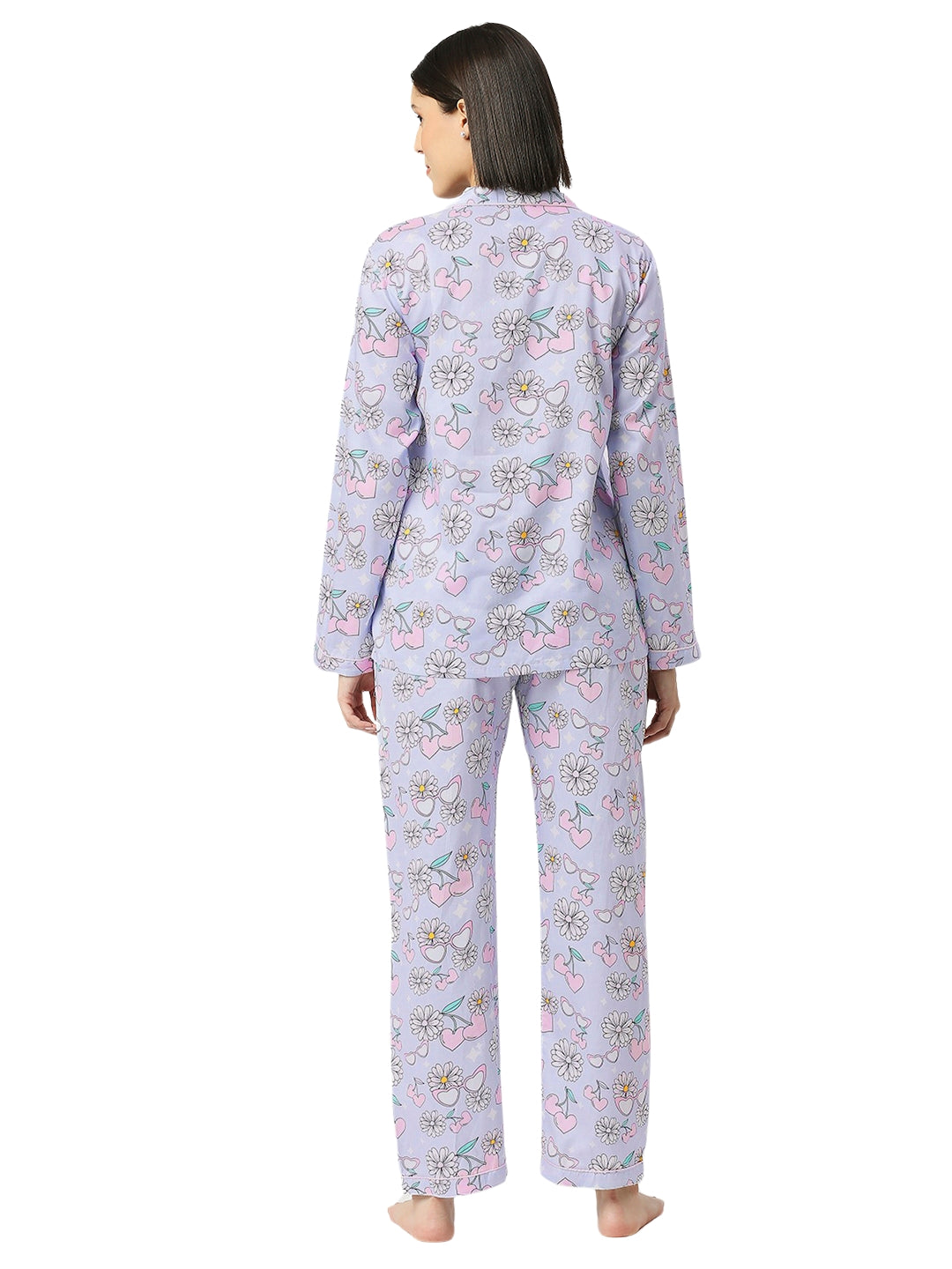 Summer Nights Button Down Pj Set - Pure Cotton Pj Set with Notched Collar