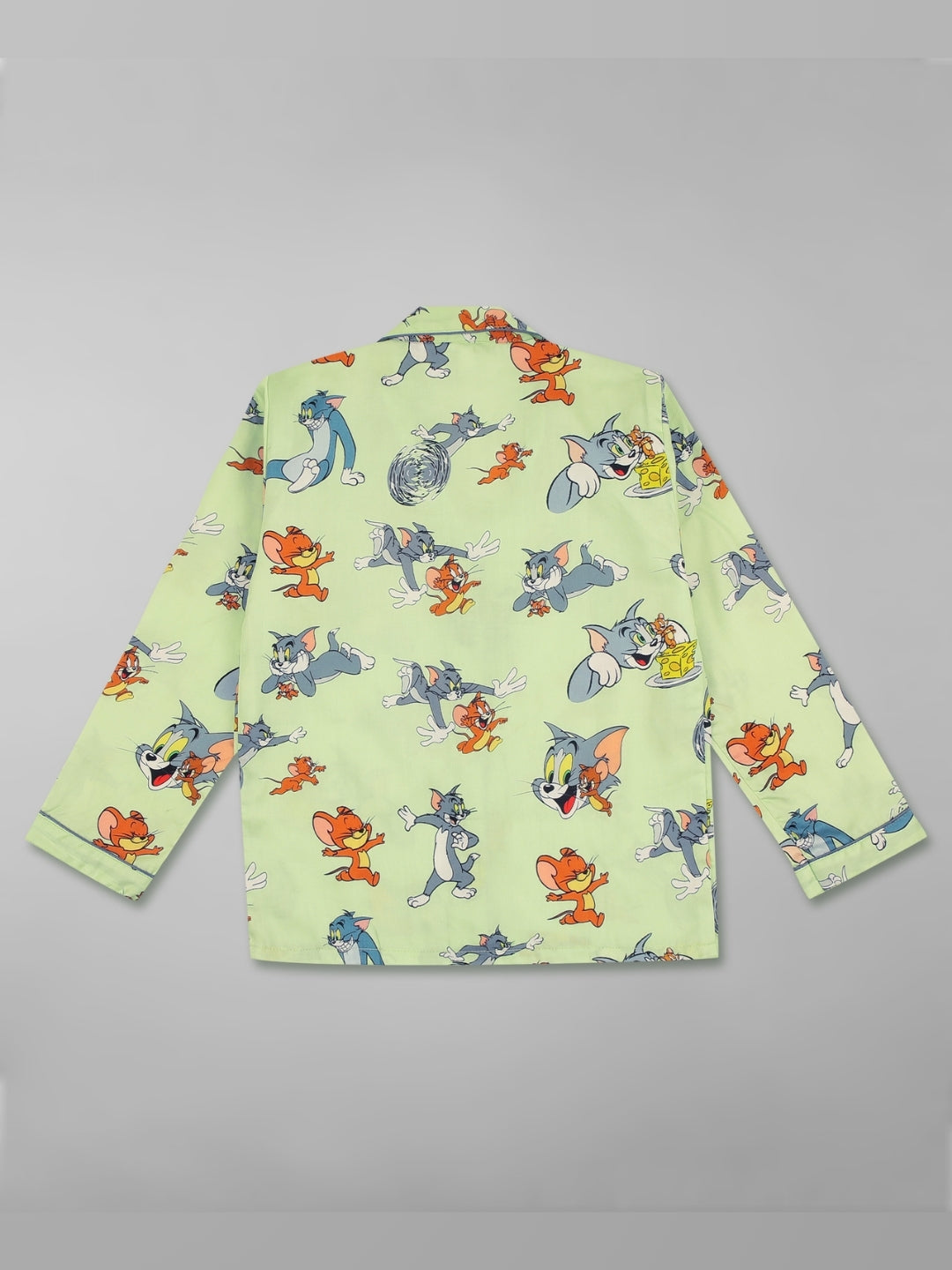 Tom & Jerry Kids Button Down Pj Set - Pure Cotton Pj Set with Notched Collar