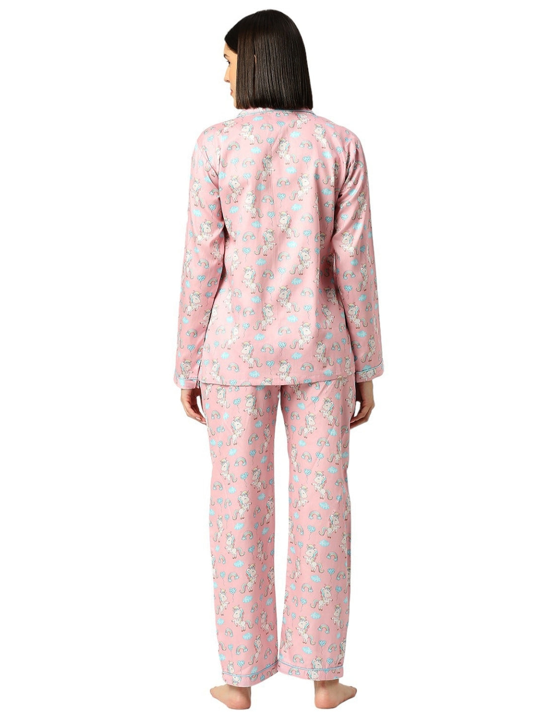 Unicorn Utopia Button Down Pj Set - Pure Cotton Pj Set with Notched Collar