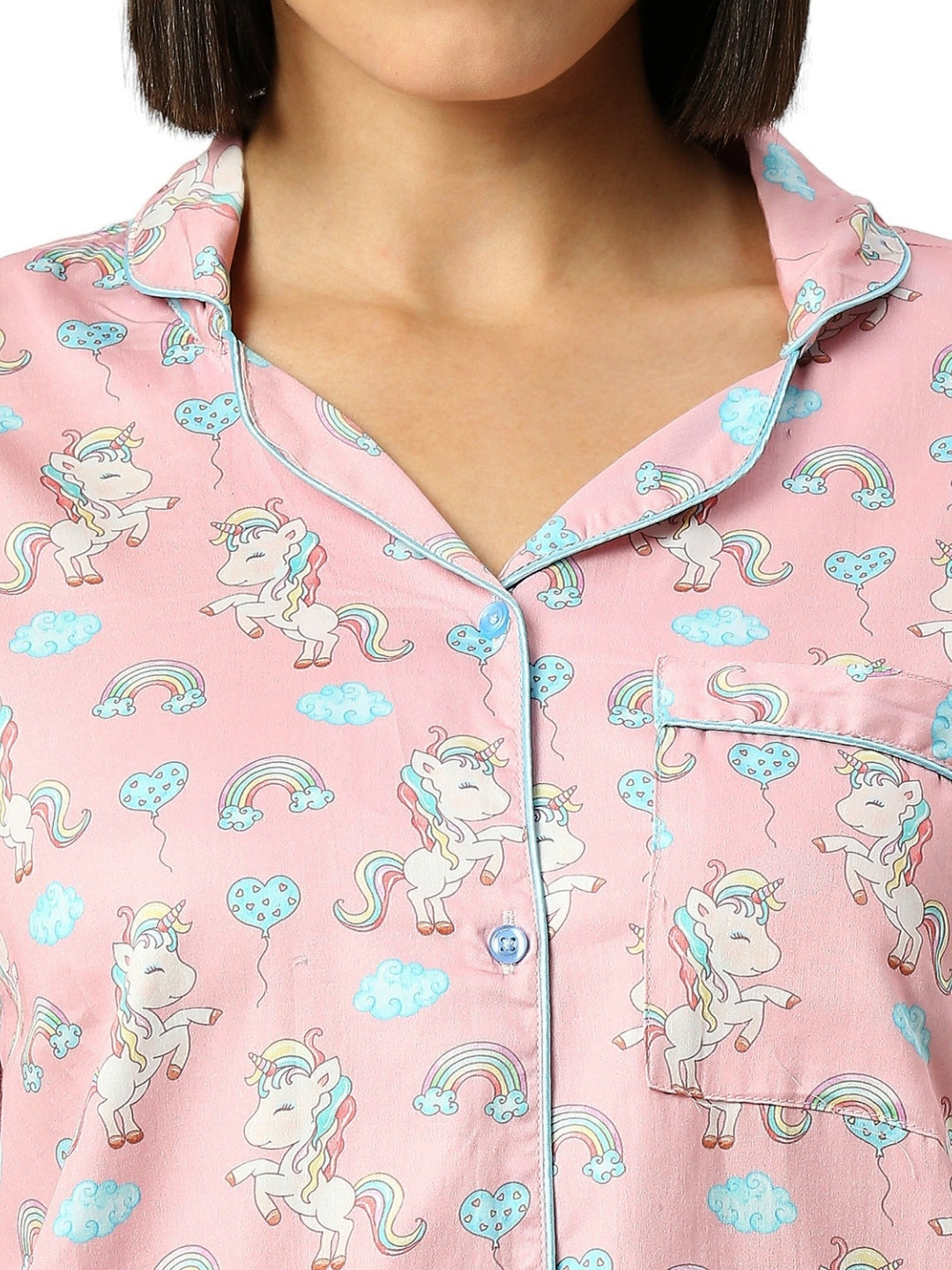 Unicorn Utopia Button Down Pj Set - Pure Cotton Pj Set with Notched Collar