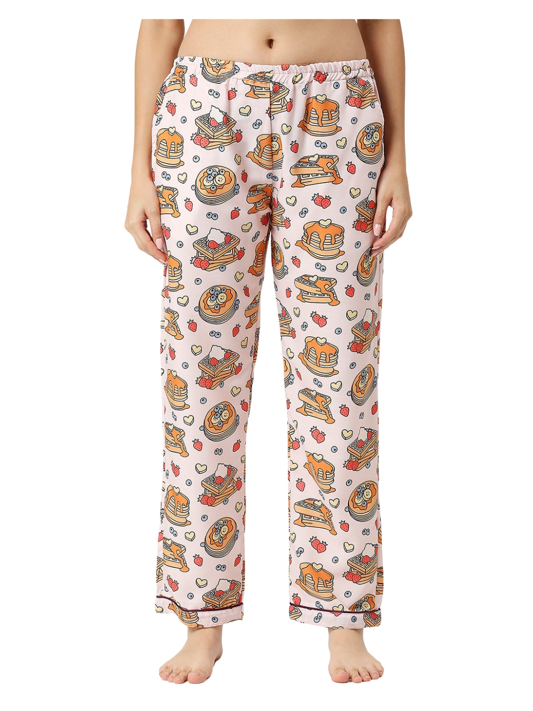 Waffles & Pancakes Button Down Pj Set - Cotton Rayon Pj Set with Notched Collar