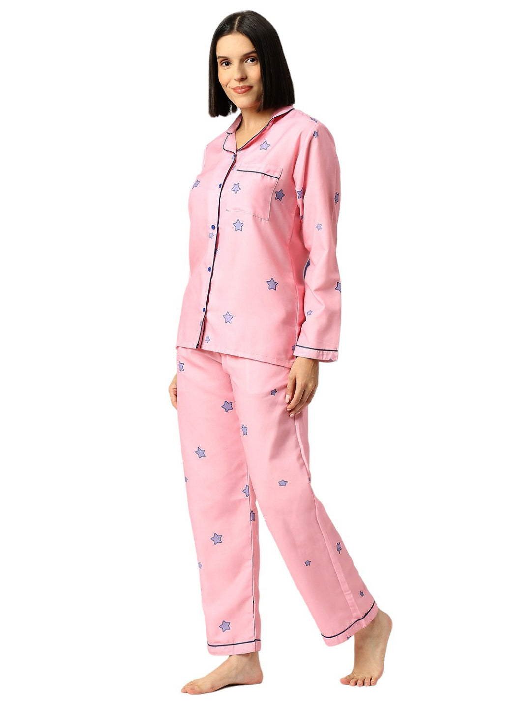 Weekend Waiting Button Down Pj Set - Cotton Rayon Pj Set with Notched Collar