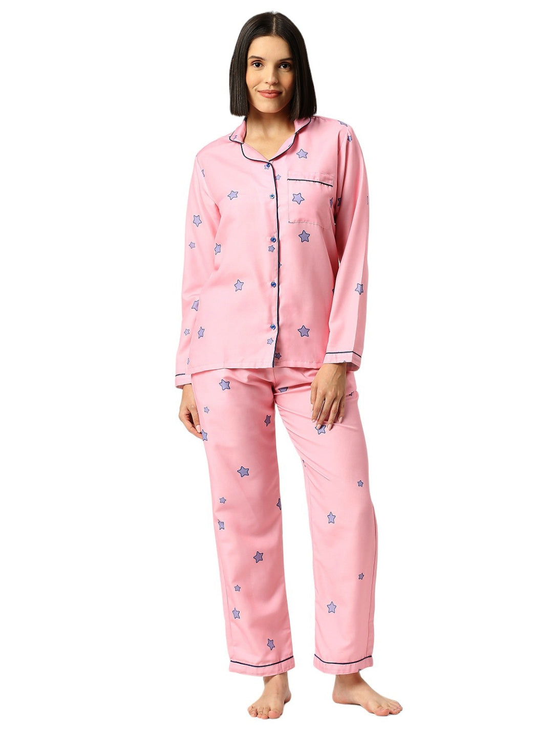 Weekend Waiting Button Down Pj Set - Cotton Rayon Pj Set with Notched Collar