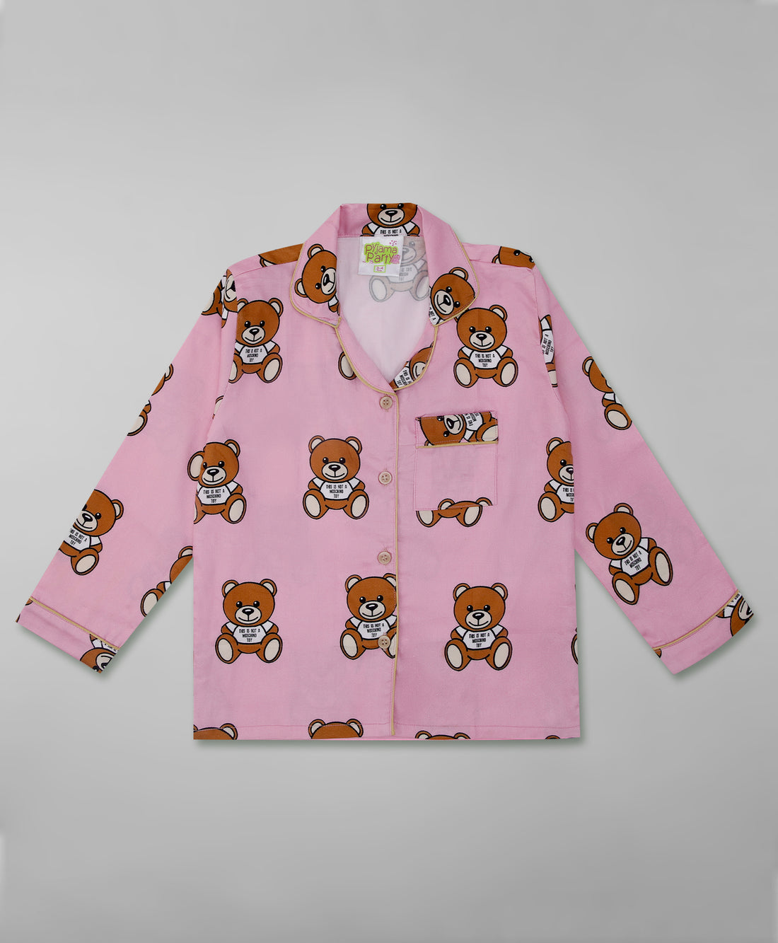 Moschino Kids Button Down Pj Set - Pure Cotton Pj Set with Notched Collar