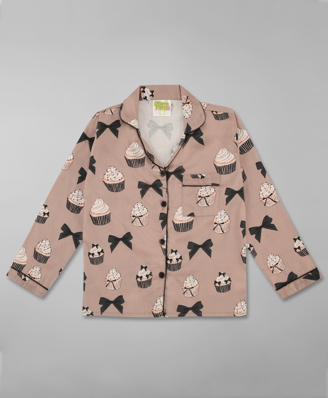 Cup Cake Kids Button Down Pj Set - Pure Cotton Pj Set with Notched Collar