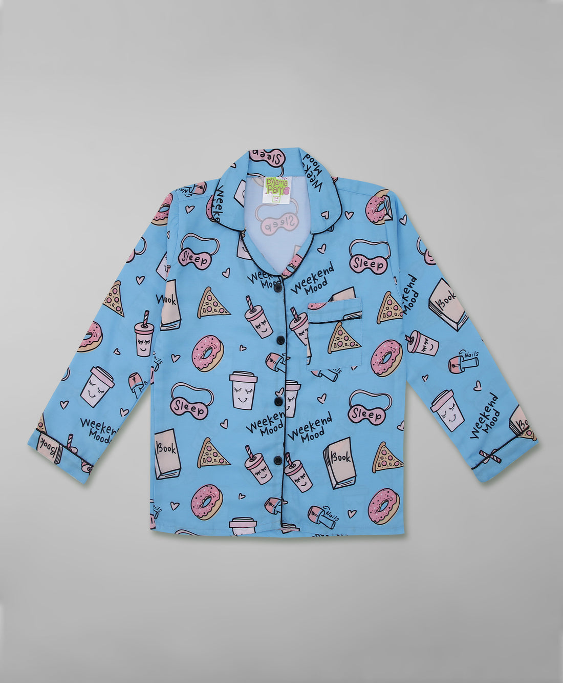 Weekend Mode Kids Pj Set - Cotton Rayon Pj Set with Notched Collar