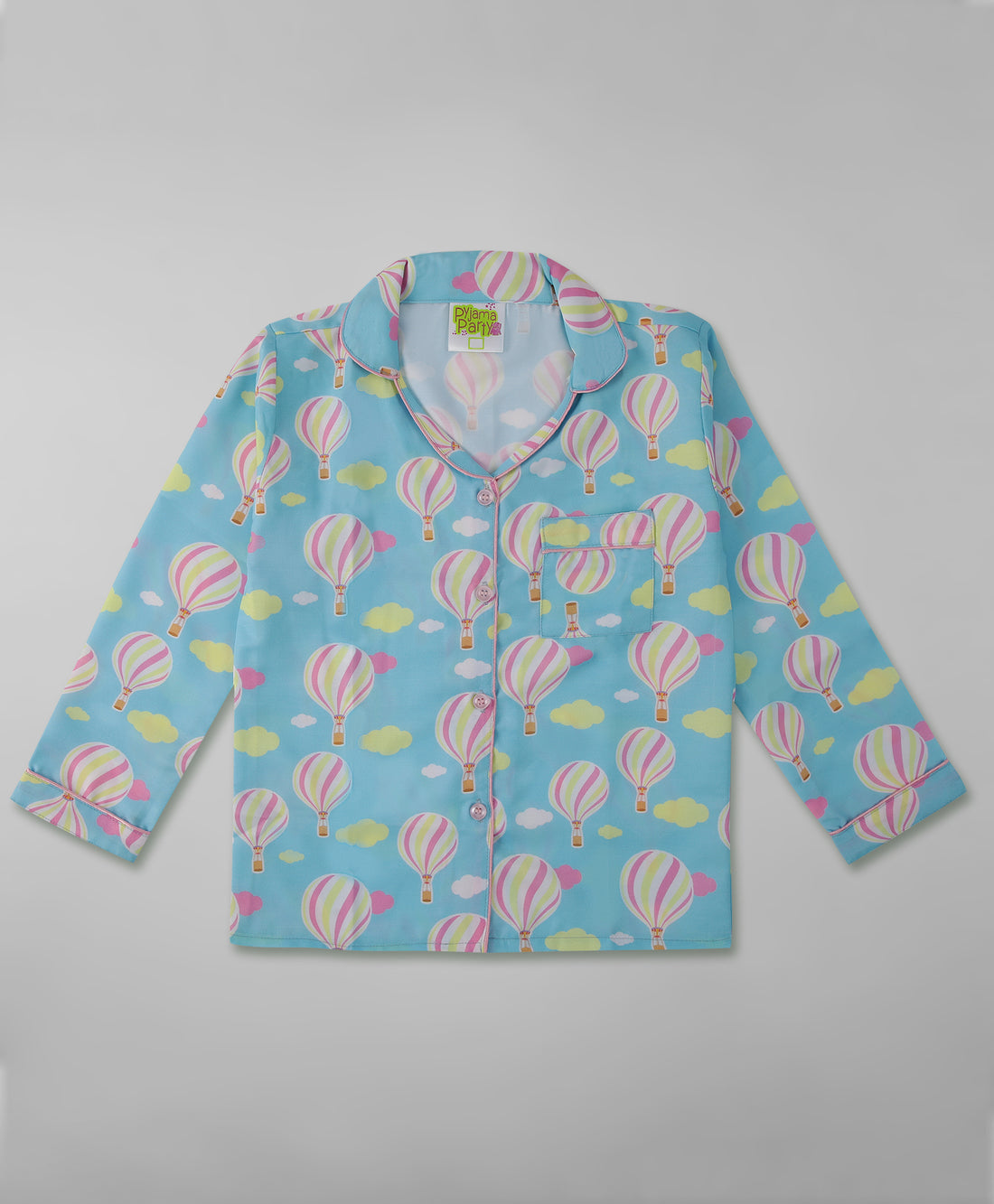 Hot Air Balloon Kids Pj Set - Cotton Rayon Pj Set with Notched Collar