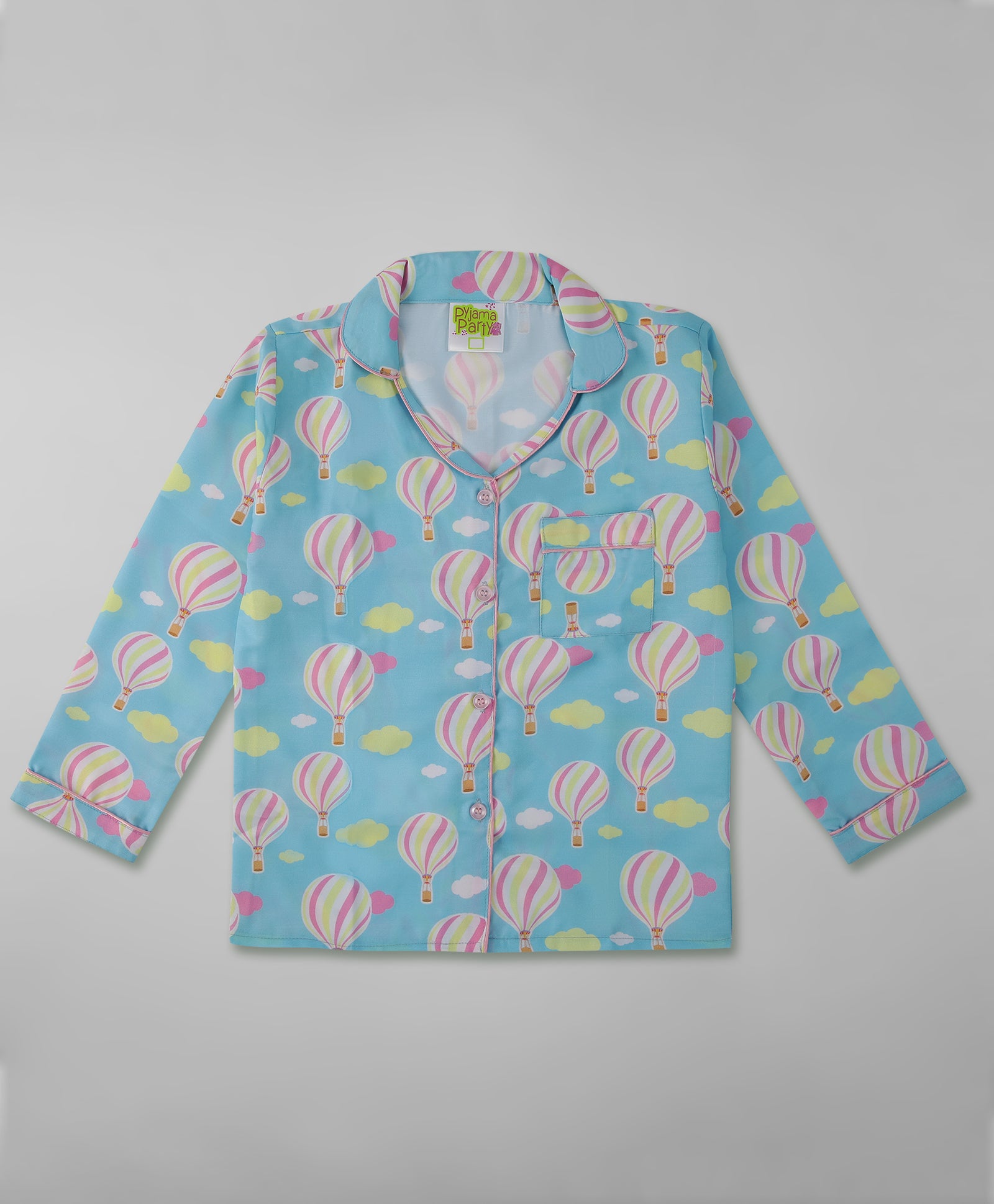 Hot Air Balloon Kids Pj Set - Cotton Rayon Pj Set with Notched Collar