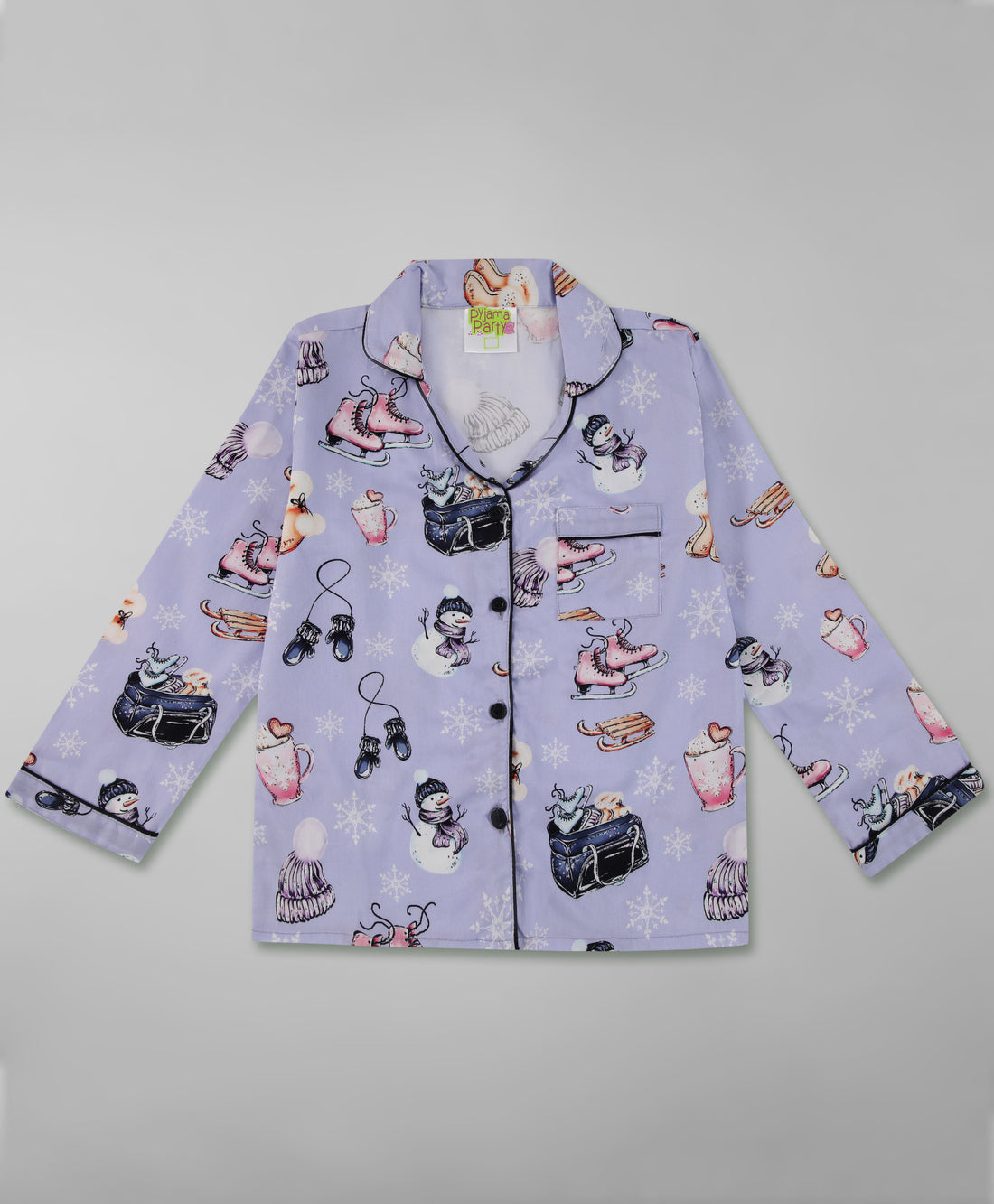 Cozy Winter Kids Button Down Pj Set - Pure Cotton Pj Set with Notched Collar