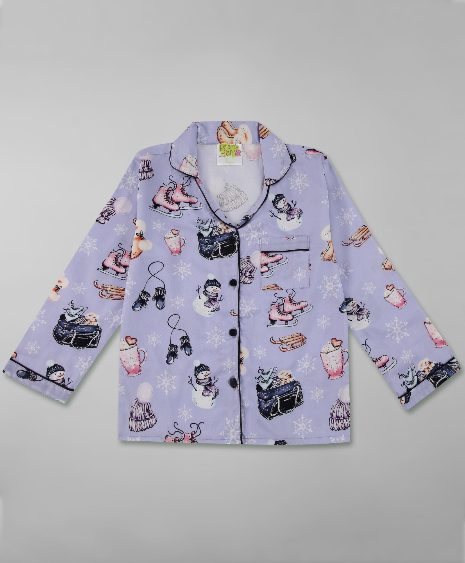 Cozy Winter Kids Button Down Pj Set - Pure Cotton Pj Set with Notched Collar
