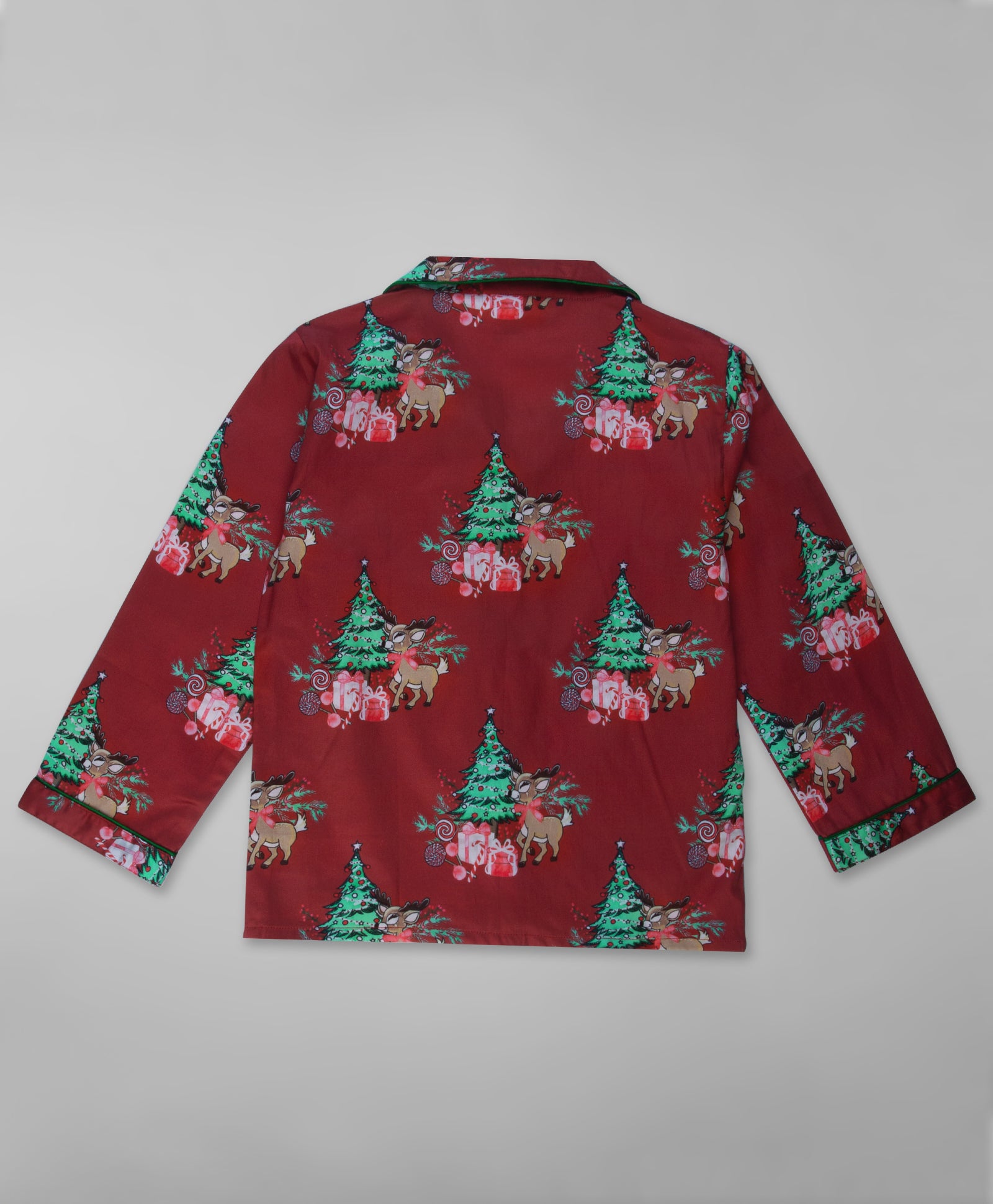 Holly Jolly Kids Button Down Pj Set - Pure Cotton Pj Set with Notched Collar
