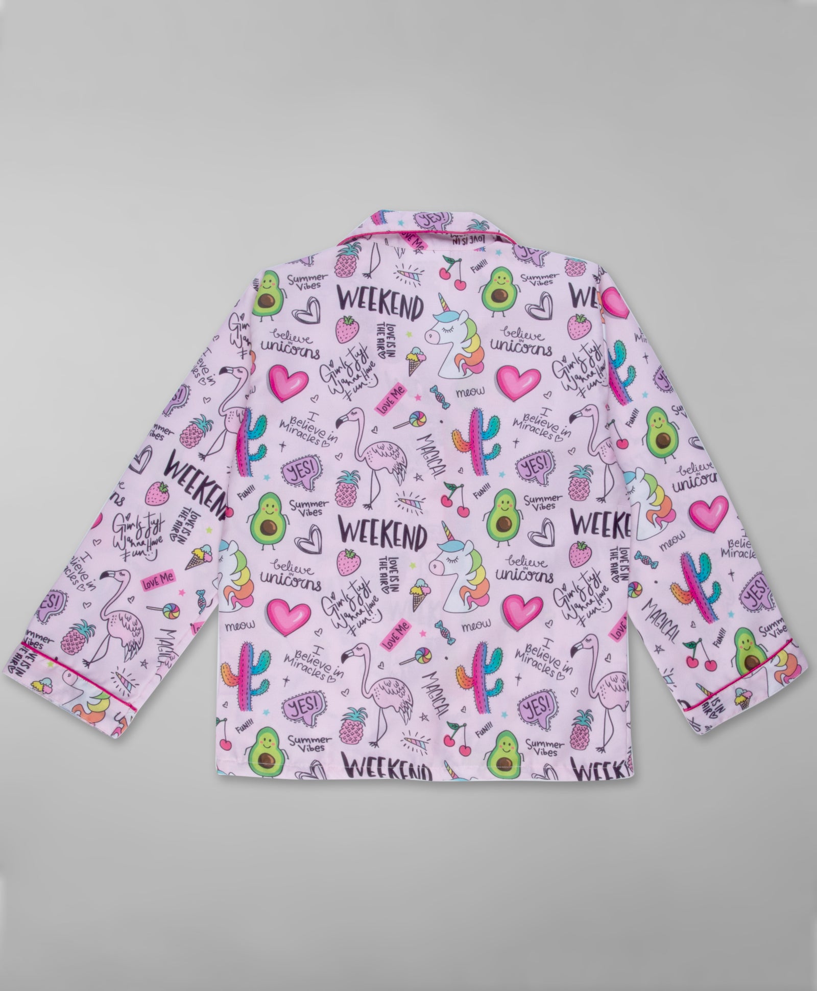 Pink Party Kids Pj Set - Cotton Rayon Pj Set with Notched Collar