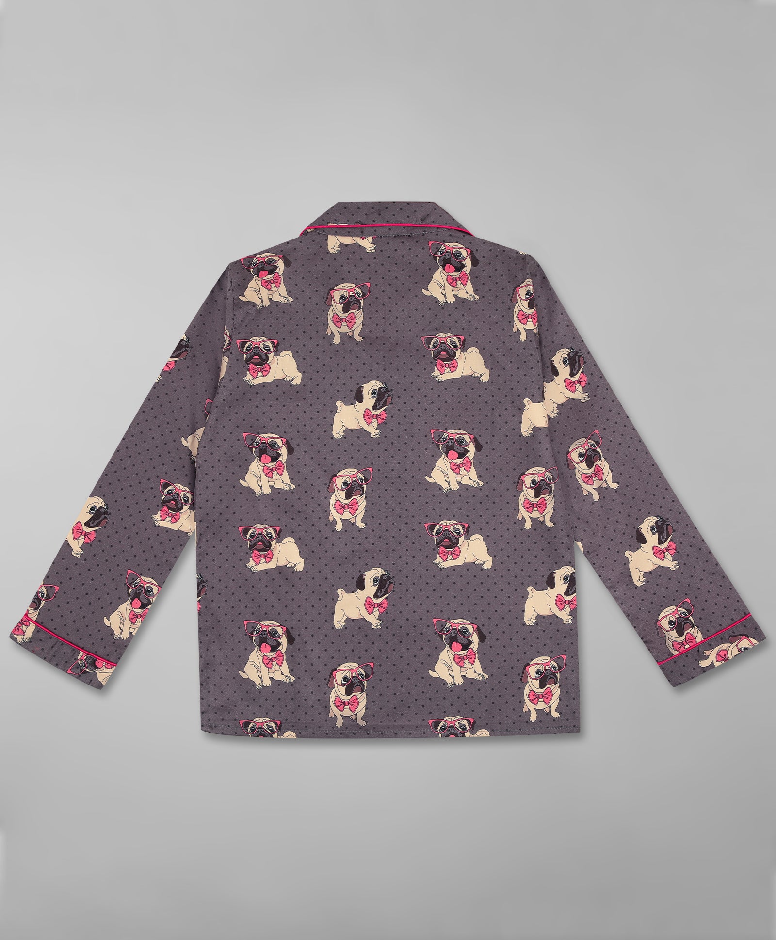 Pug Iife Kids Button Down Pj Set - Pure Cotton Pj Set with Notched Collar