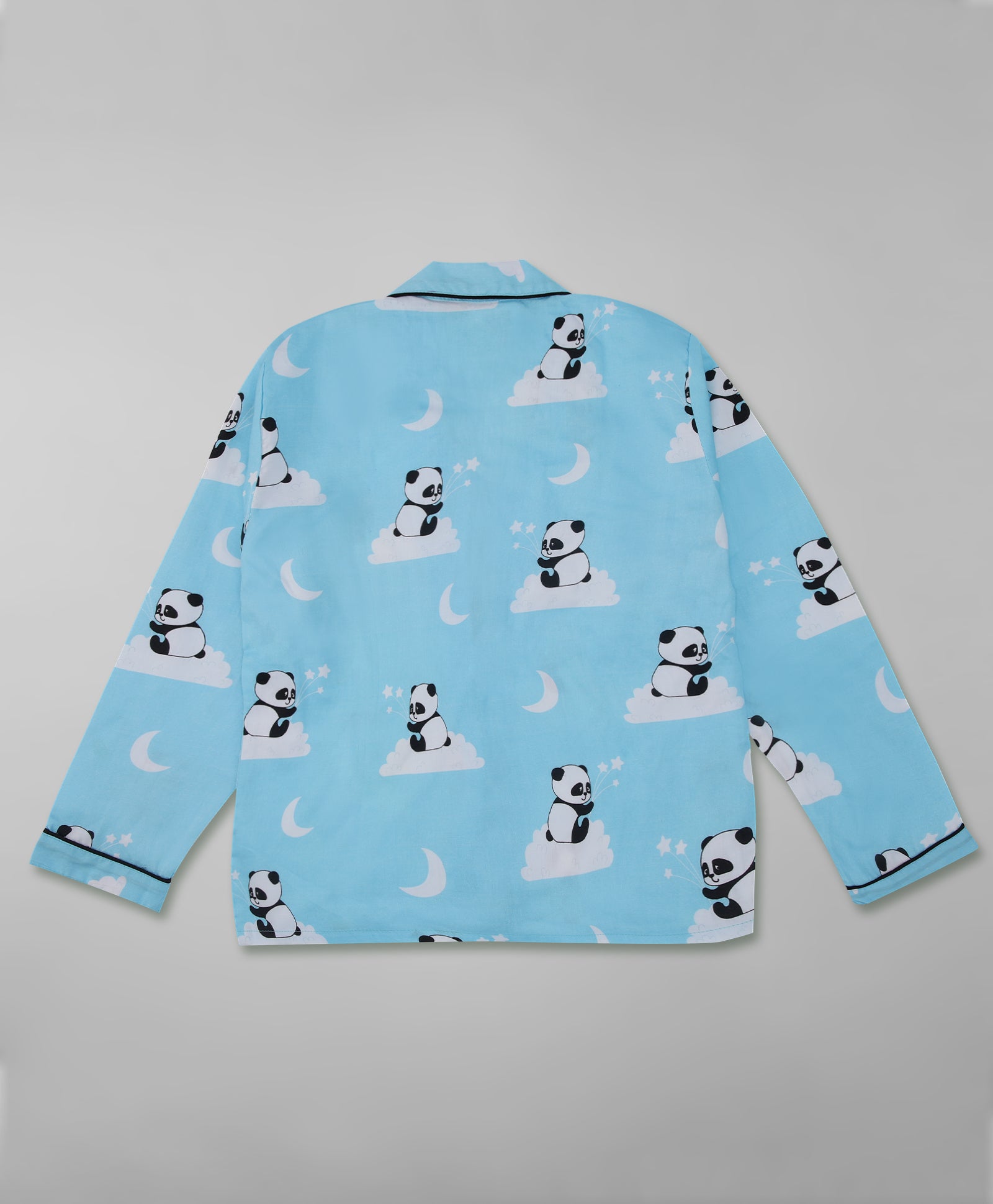 Dreaming Panda Kids Button Down Pj Set - Pure Cotton Pj Set with Notched Collar