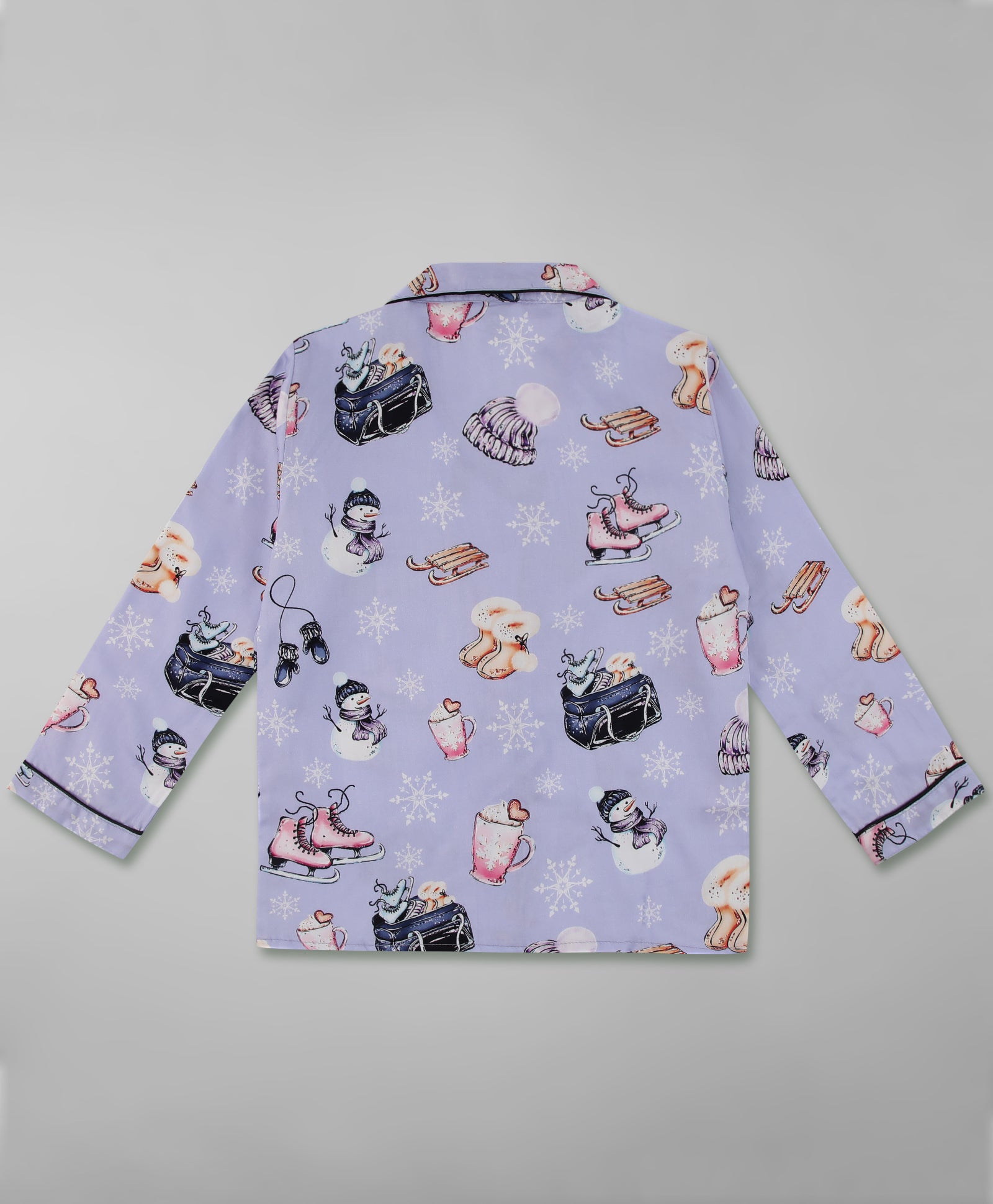 Cozy Winter Kids Button Down Pj Set - Pure Cotton Pj Set with Notched Collar